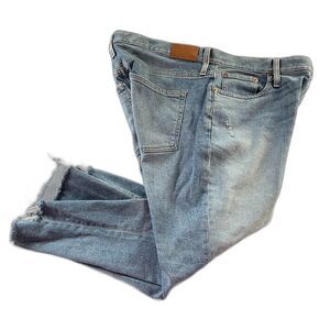 J. Crew Women's Demi Boot Crop Jeans Size 32P 12 Distressed Light Wash Raw Hem